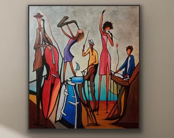 Music Abstract Violin Art Print, Modern Figurative
