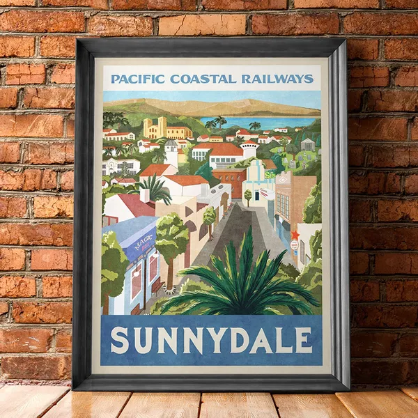 Sunnydale Vintage Travel Poster, Buffy Travel Poster