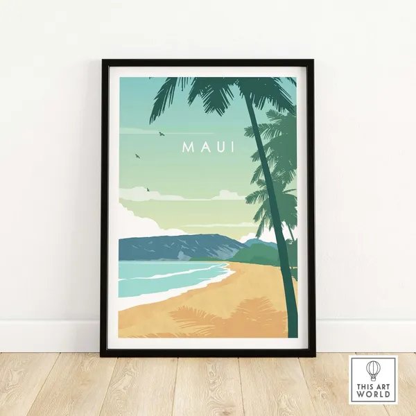 Maui Hawaii Travel Poster, Beach Art Print