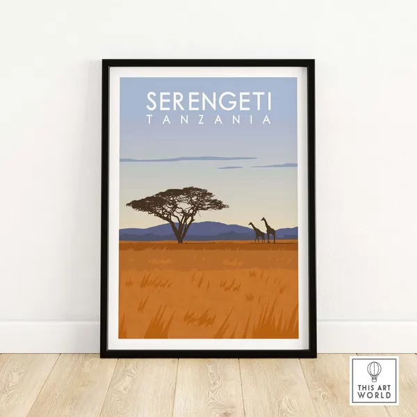 Serengeti Tanzania Travel Poster, African Safari Art Print