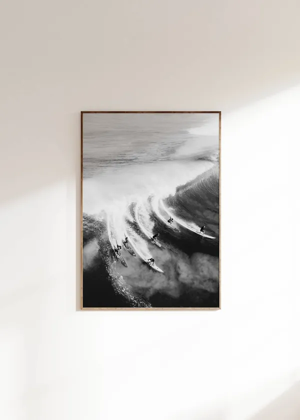 Big Rider Surf Black White Modern Art Print