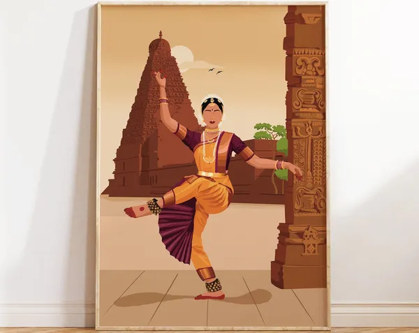 Bharatanatyam Art Poster, Classical Dancer