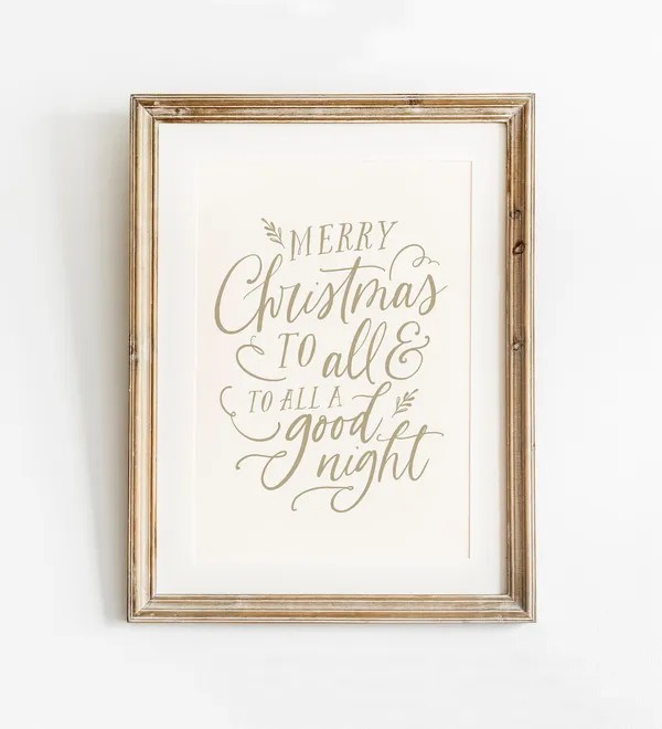 Calligraphy Christmas Print, Rustic Holiday Wall Art