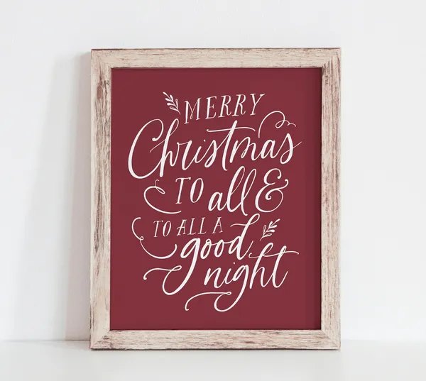 Merry Christmas To All Christmas Calligraphy Art Print