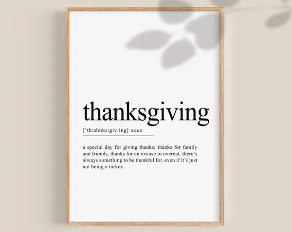 Thanksgiving Definition Give Thanks Minimalist Art Print