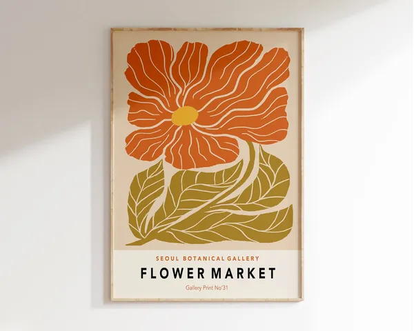 Seoul Flower Market Retro 70s Boho Art Print