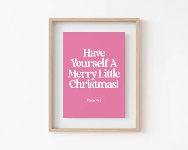 Pink Christmas Decor Merry Little Christmas Art Print