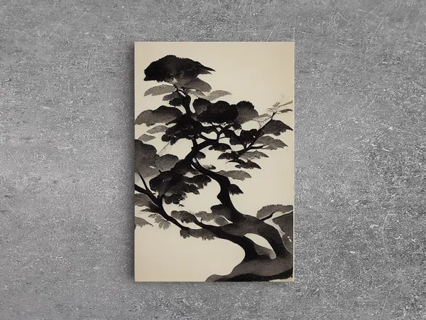 Black and White Japanese Maple Tree Wall Art Print