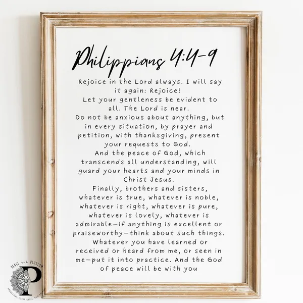 Philippians 4:4-9 Bible Verse, Scripture Wall Art Print