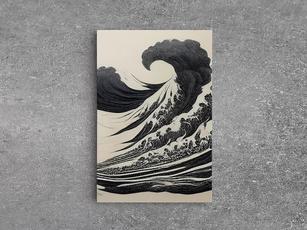 Japanese Tsunami Waves, Black And White Art Print