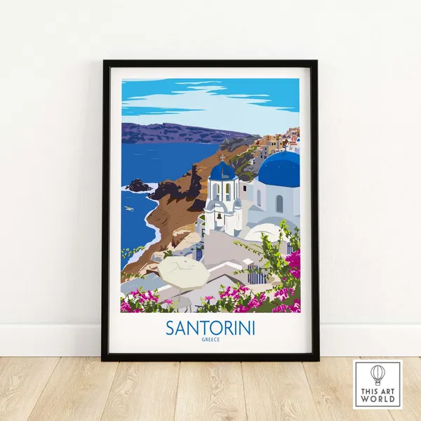 Santorini Greek Travel Poster, Greece Home Decor