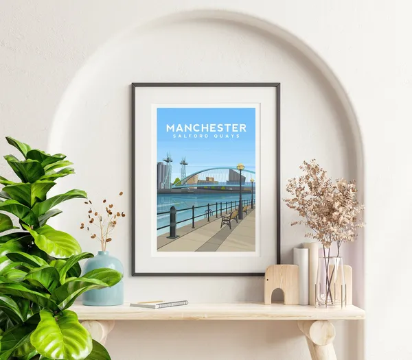 Manchester Art Print, Salford Quays Travel Poster