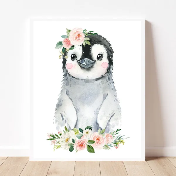 Baby Penguin Christmas Animal Print, Nursery Decor