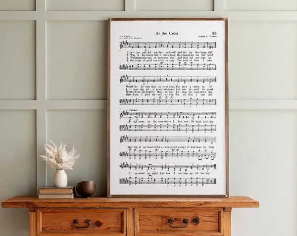 At The Cross Hymn Lyric Art Print, Music Sign