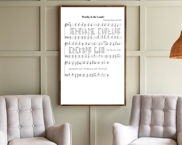 Worthy Is The Lamb Hymn Sheet Music Wall Art Print