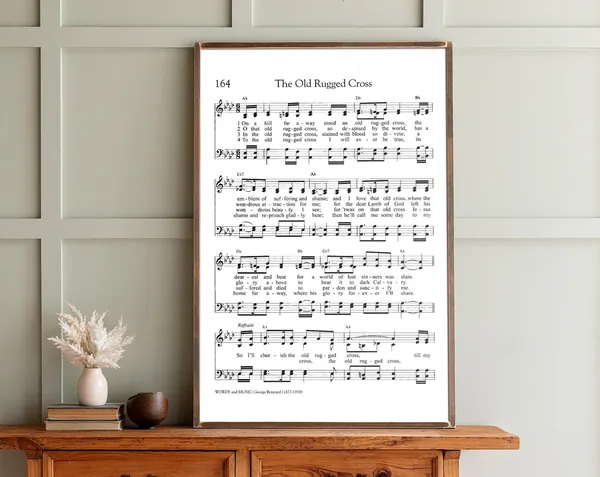 The Old Rugged Cross Hymn Sheet Music Art Print