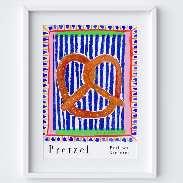 Pretzel Watercolor Pastel Art Print, German Food
