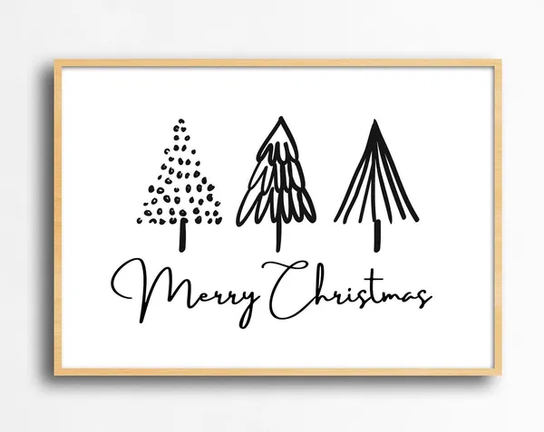 Merry Christmas Trees Minimal Scandi Holiday Poster