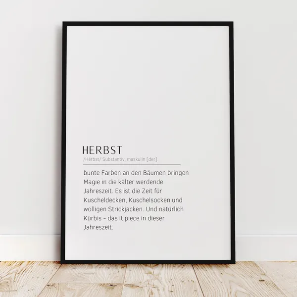 Autumn Definition Poster, Fall Seasonal Wall Art Print