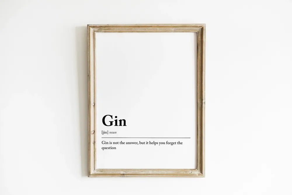 Gin Definition Print, Gin Bar Kitchen Art