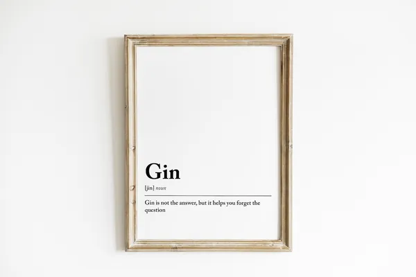 Gin Definition Print, Gin Bar Kitchen Art