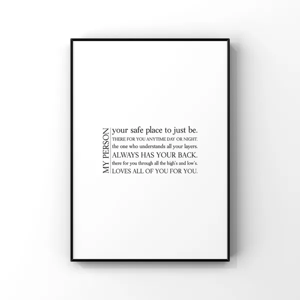 My Person Definition Art Print, Gift for Best Friend