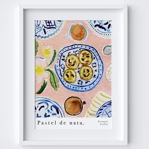 Pastel De Nata Watercolour Poster, Portuguese Dessert