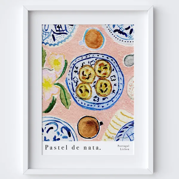 Pastel De Nata Watercolour Poster, Portuguese Dessert