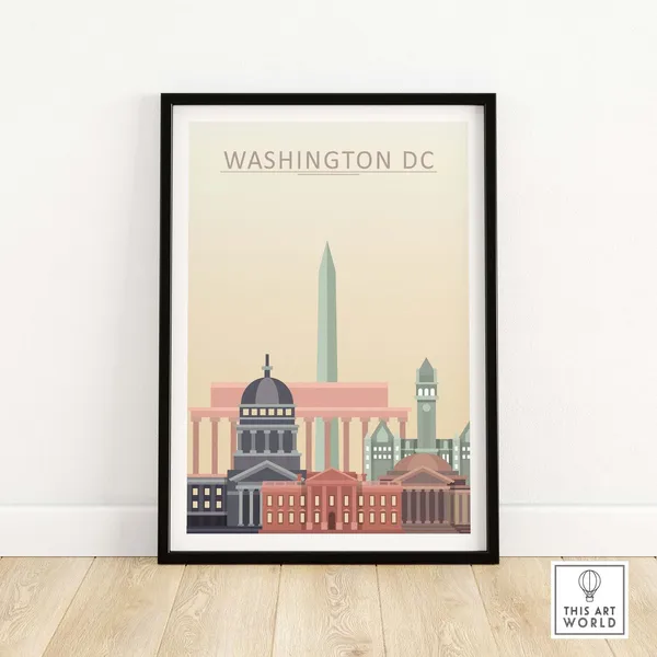 Washington DC Cityscape Travel Poster, Home Decor