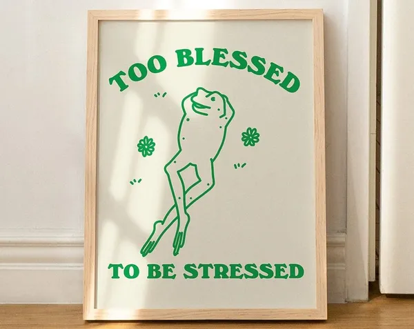Green Frog Cute Quote Retro Minimal Art Print