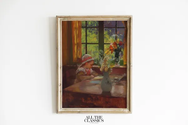 Gaston La Touche Vintage Art Print, Girl Reading