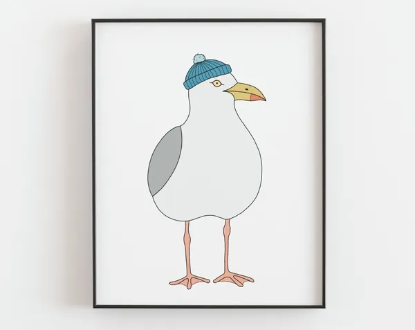 Seagull Print, Coastal Kitchen Decor Art Print