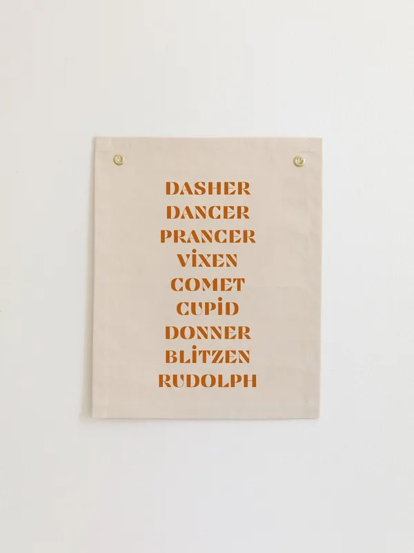 Reindeer Names Banner, Christmas Wall Art