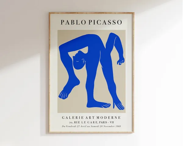 Blue Picasso Acrobat Poster, Modern Abstract Art Print