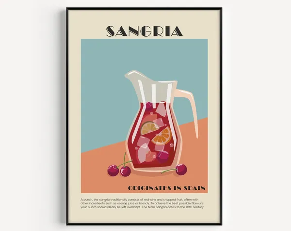 Sangria Print, Cocktail Kitchen Art Poster