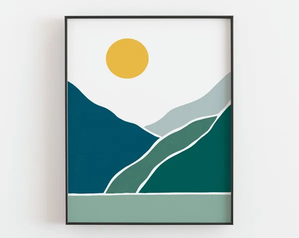 Sunset Over The Mountain, Midcentury Modern Poster