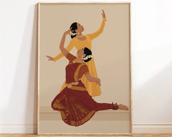 Bharatanatyam Kathak Jugalbandi Art Print