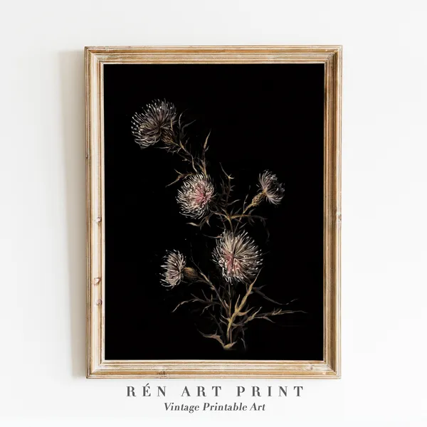 Dark Floral Print, Moody Botanical Art Print