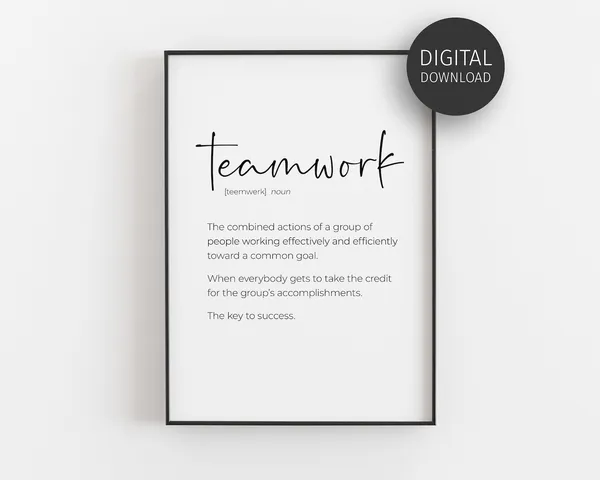 Teamwork Quote Definition Poster, Office Decor