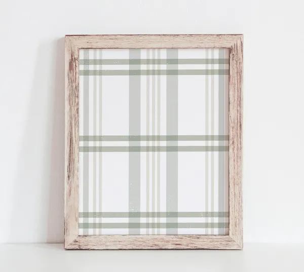Green Plaid Winter Print, Modern Farmhouse Decor