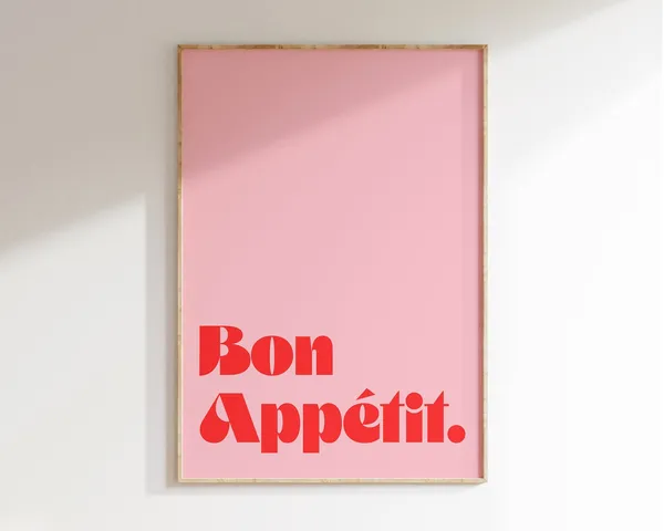 Bon Appetit Quote Poster, Colourful Kitchen Wall Art