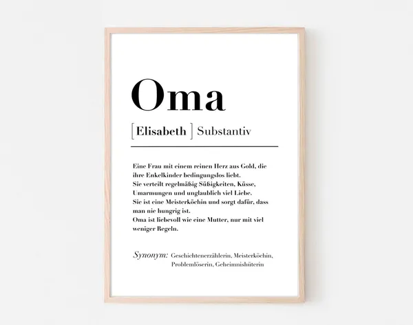 Grandma Definition Personalized Christmas Art Print