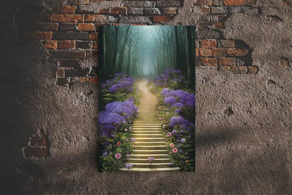 Lavender Stairs to the Haunted Forest Fantasy Art Print