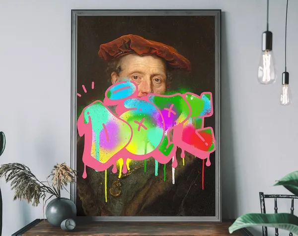 Altered Art Print, Dope Graffiti Renaissance Portrait