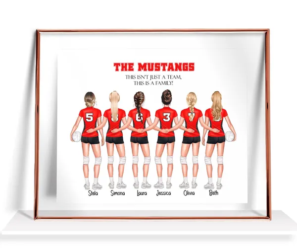 Personalized Volleyball Team Art Print, Teammates Gift