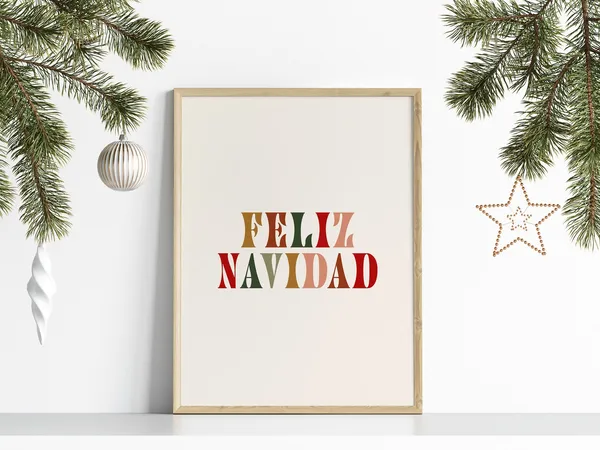 Feliz Navidad Boho Christmas Art Print