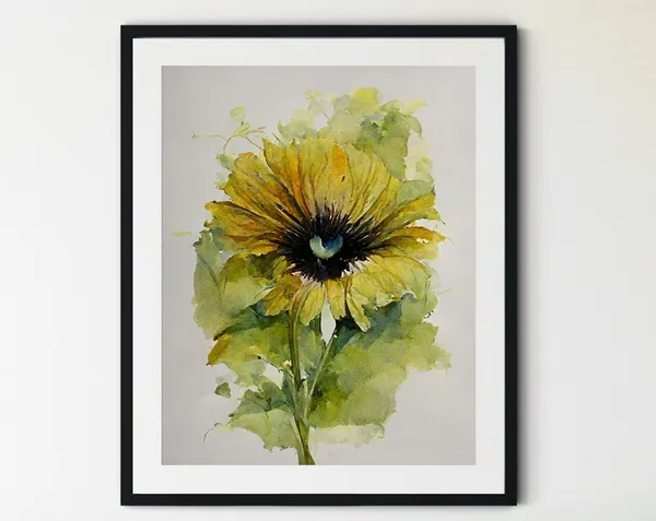 Sunflower Botanical Watercolor Flower Art Print