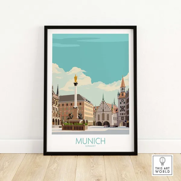 Munich German Travel Poster Print, Mnchen Wall Art