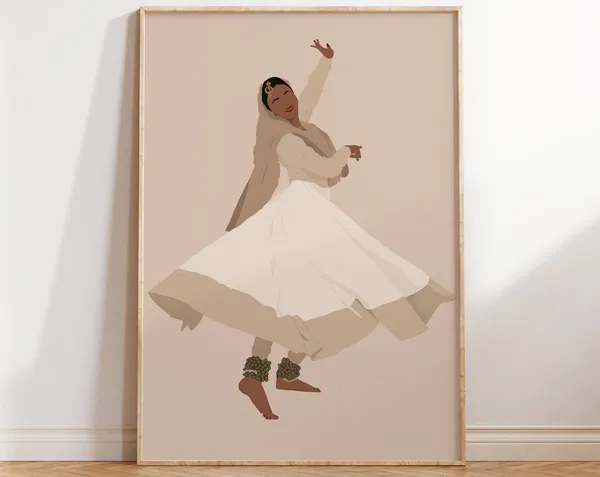 Sufi Kathak Dancer Poster, Indian Woman Art