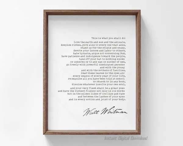 Walt Whitman Quote, Leaves Of Grass Art Print